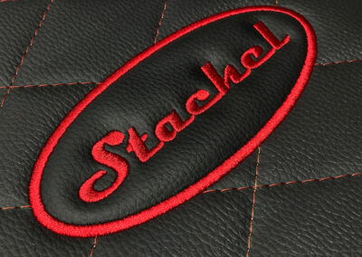 Stachel embroidery on the headrest of a fiat 126p